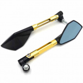 Зеркала мото ZX - 030 правая резьба M-8/10 CNC желтые  Зеркала мото ZX - 030 правая резьба M-8/10 CNC желтые