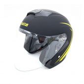 Шлем (открытый со стеклом) Ataki JK526 Stripe черный/Hi-Vis желтый/матовый