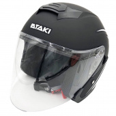 Шлем (открытый со стеклом) Ataki JK526 Stripe черный/белый/матовый