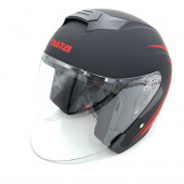Шлем (открытый со стеклом) Ataki JK526 Stripe черный/красный/матовый