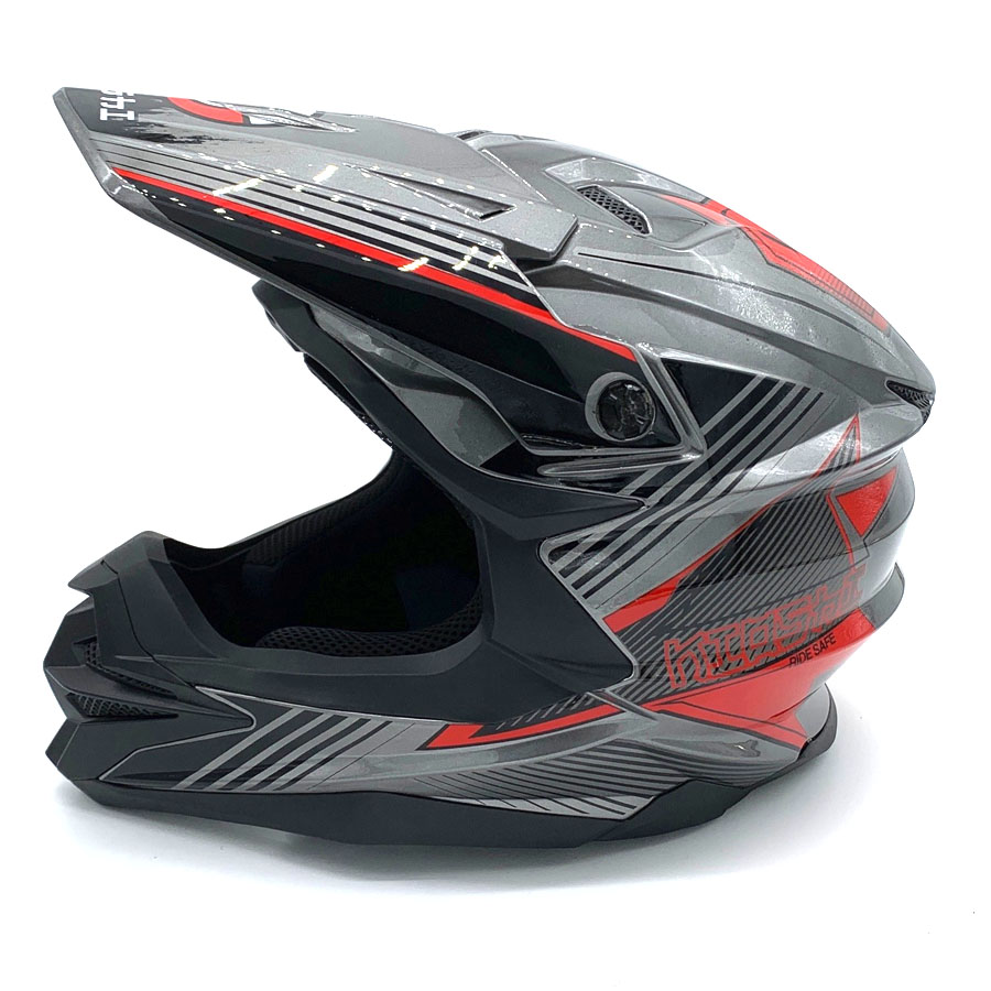 Шлем (кроссовый) KIOSHI Holeshot 801 серый / красный / 2022