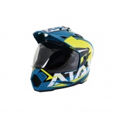 Шлем (мотард) Ataki JK802 Rampage синий/Hi-Vis желтый глянцевый