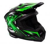 Шлем (кроссовый) KIOSHI Holeshot 801 черный/зеленый/глянцевый