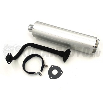 Глушитель 4т GY6 125, 150сс с коленом  колес база 12-13   "KOMATCU"